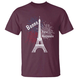 Eiffel Tower France T Shirt Bonne Fete Natiionale Paris Bastille Day TS11 Maroon Print Your Wear