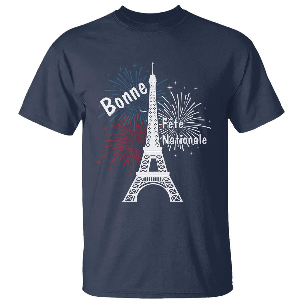 Eiffel Tower France T Shirt Bonne Fete Natiionale Paris Bastille Day TS11 Navy Print Your Wear