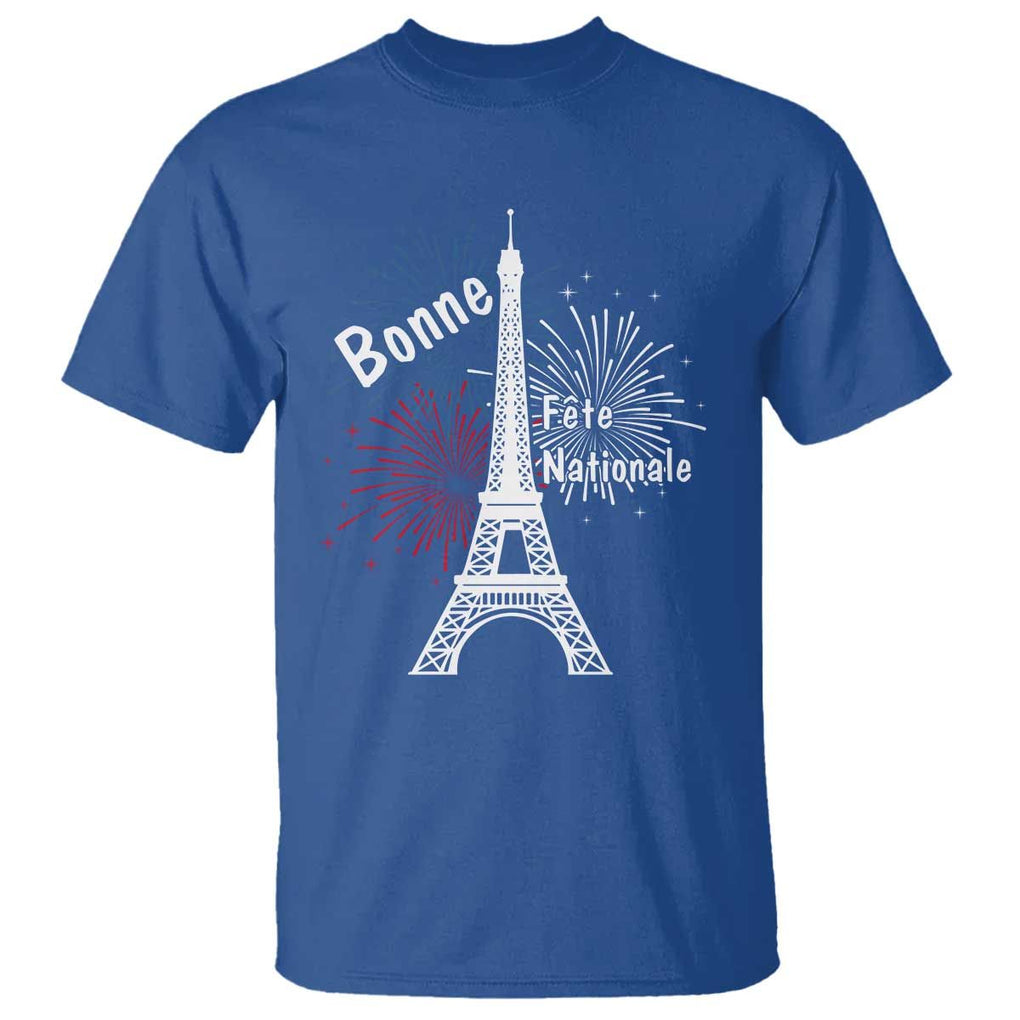 Eiffel Tower France T Shirt Bonne Fete Natiionale Paris Bastille Day TS11 Royal Blue Print Your Wear