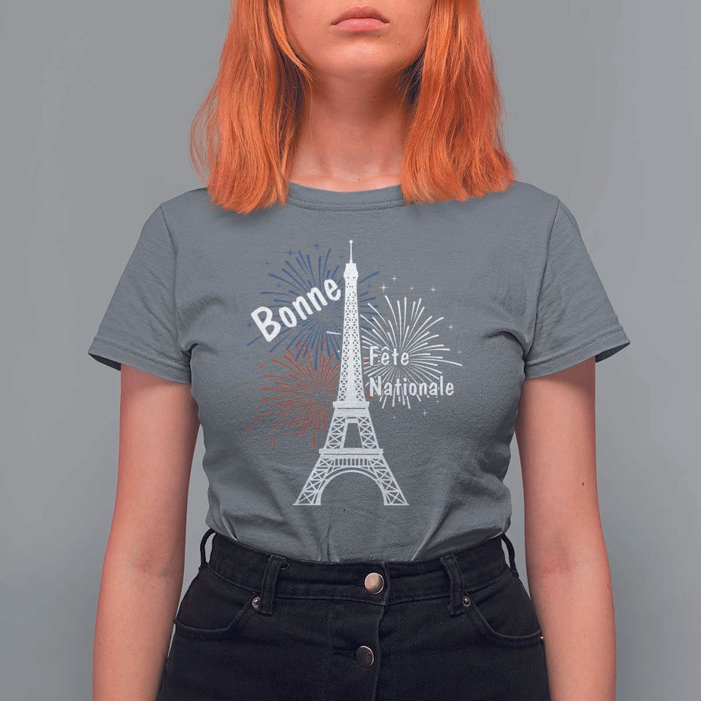 Eiffel Tower France T Shirt For Women Bonne Fete Natiionale Paris Bastille Day TS11 Charcoal Print Your Wear