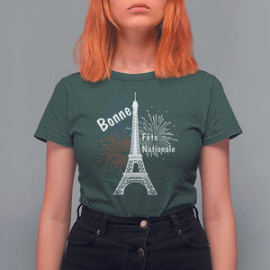 Eiffel Tower France T Shirt For Women Bonne Fete Natiionale Paris Bastille Day TS11 Dark Forest Green Print Your Wear