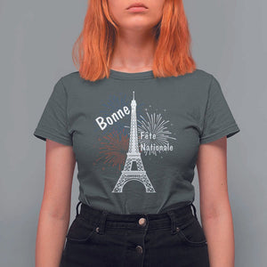 Eiffel Tower France T Shirt For Women Bonne Fete Natiionale Paris Bastille Day TS11 Dark Heather Print Your Wear