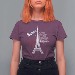 Eiffel Tower France T Shirt For Women Bonne Fete Natiionale Paris Bastille Day TS11 Maroon Print Your Wear