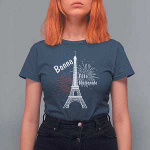 Eiffel Tower France T Shirt For Women Bonne Fete Natiionale Paris Bastille Day TS11 Navy Print Your Wear