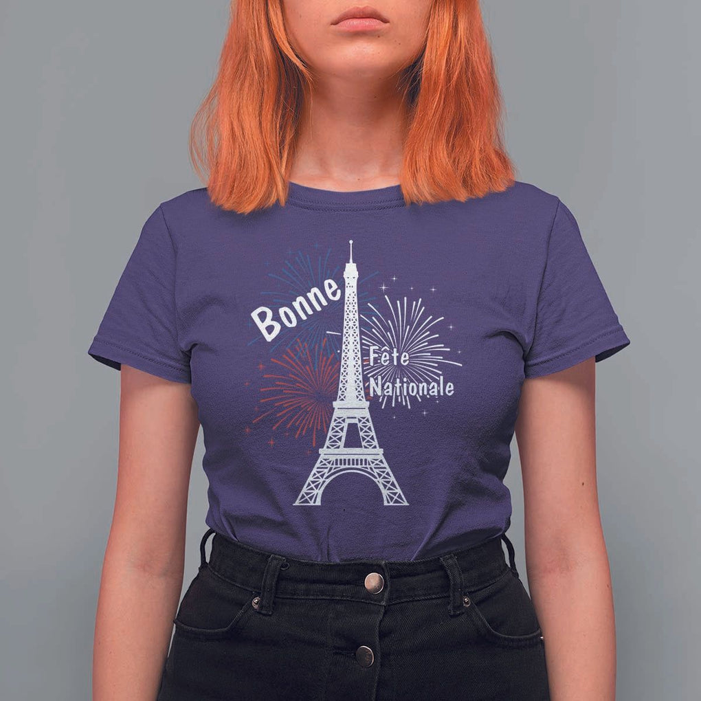 Eiffel Tower France T Shirt For Women Bonne Fete Natiionale Paris Bastille Day TS11 Purple Print Your Wear