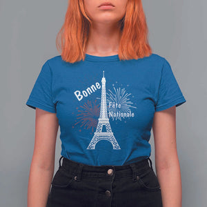 Eiffel Tower France T Shirt For Women Bonne Fete Natiionale Paris Bastille Day TS11 Royal Blue Print Your Wear
