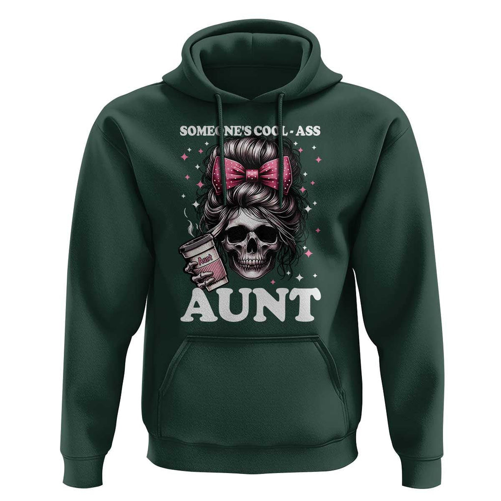 Funny Aunt Hoodie Someone's Cool Ass Auntie Skull Coffee TS11 Dark Forest Green Print Your Wear
