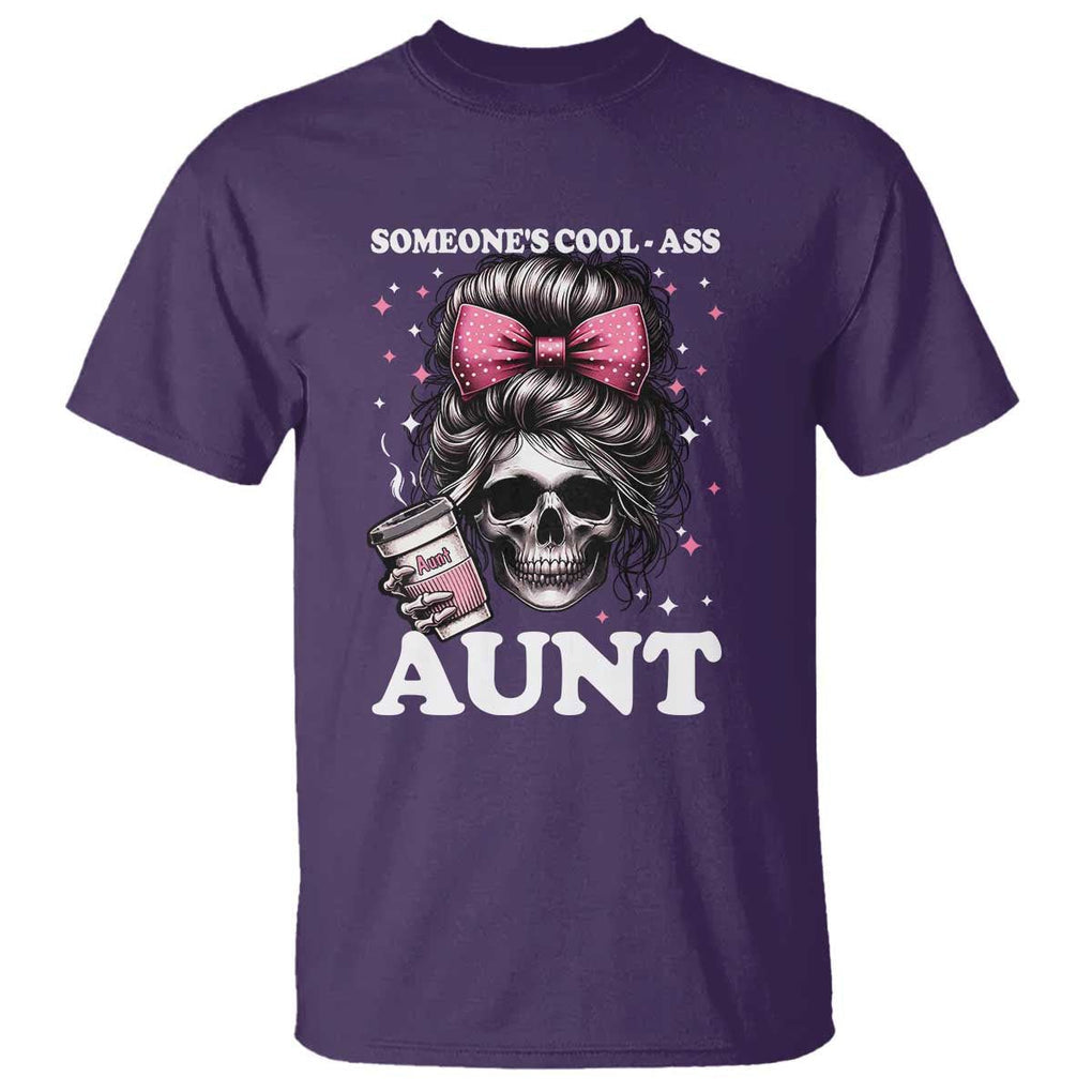 Funny Aunt T Shirt Someone's Cool Ass Auntie Skull Coffee TS11 Purple Print Your Wear