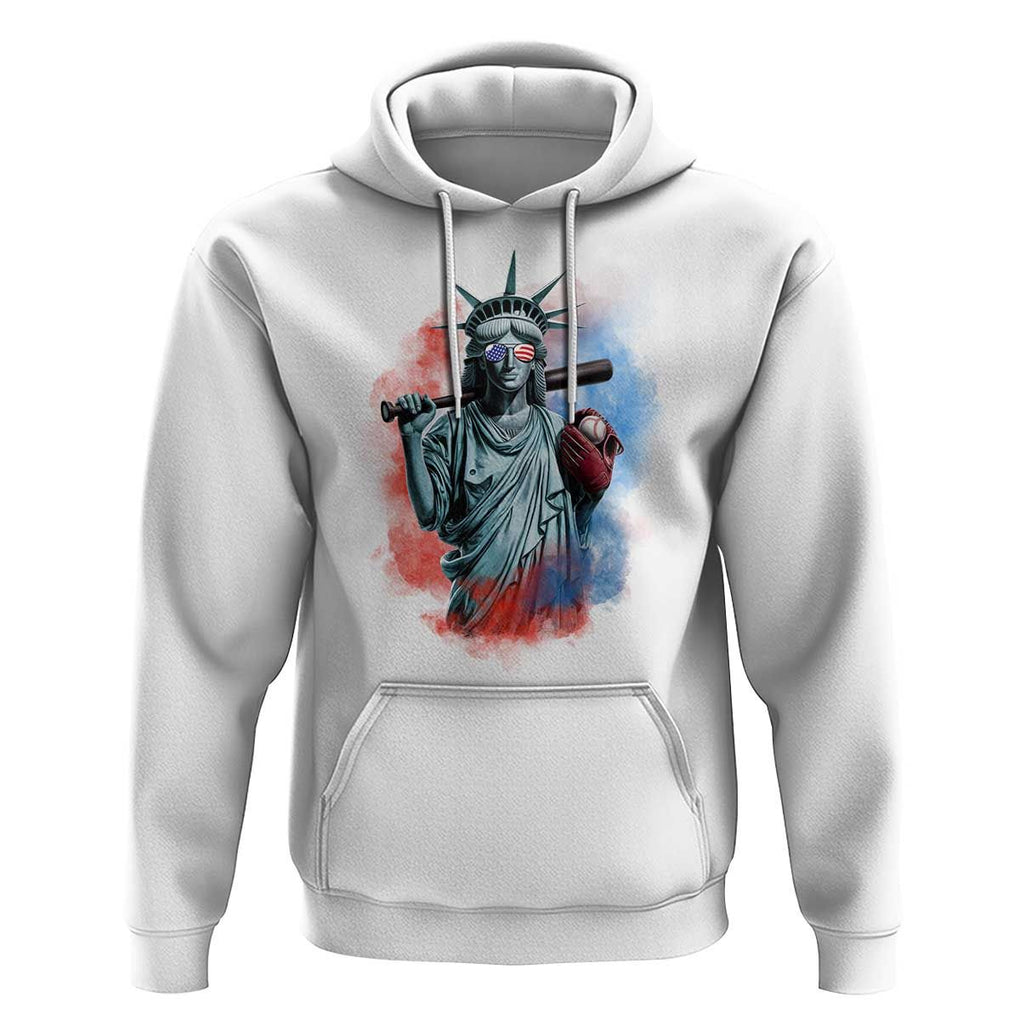 Funny Statue Of Liberty Baseball Hoodie 4th Of July Sport Bat American TS11 White Print Your Wear