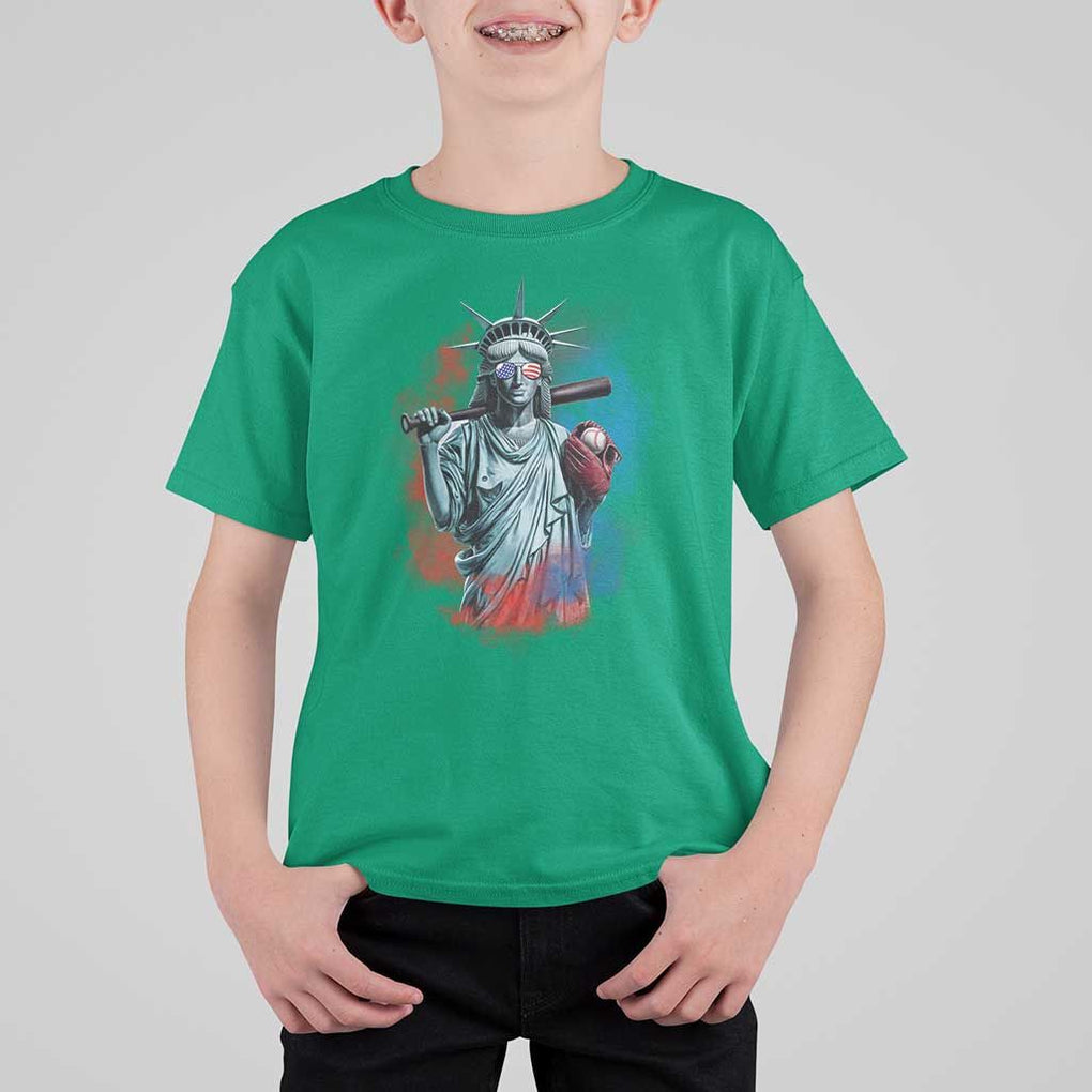 Funny Statue Of Liberty Baseball T Shirt For Kid 4th Of July Sport Bat American TS11 Irish Green Print Your Wear
