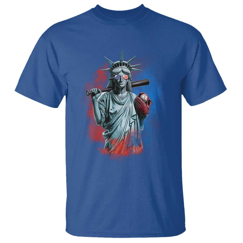 Funny Statue Of Liberty Baseball T Shirt 4th Of July Sport Bat American TS11 Royal Blue Print Your Wear