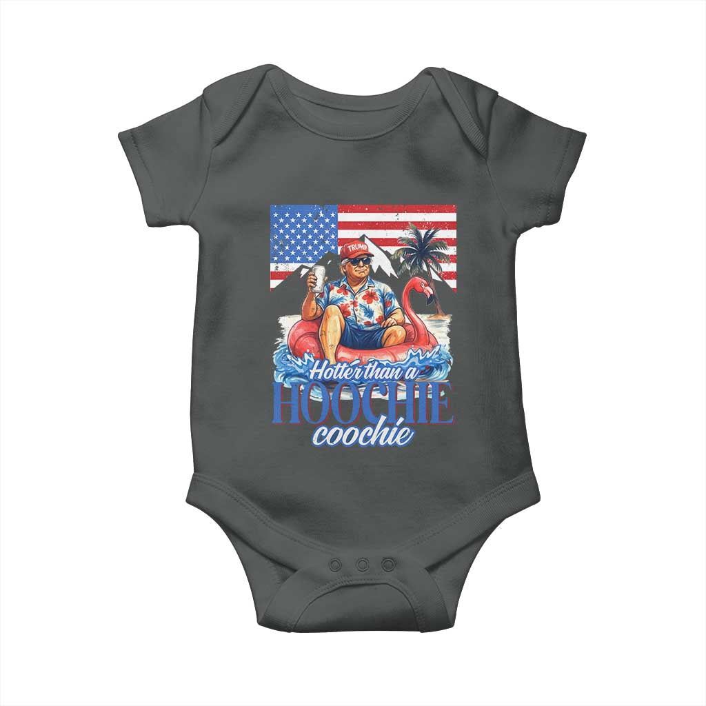 Funny Trump Beer Summer Vibes Baby Onesie Hotter Than A Hoochie Trump Coochie TS11 Dark Heather Print Your Wear