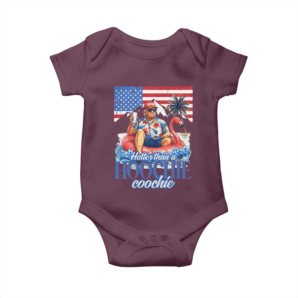 Funny Trump Beer Summer Vibes Baby Onesie Hotter Than A Hoochie Trump Coochie TS11 Maroon Print Your Wear