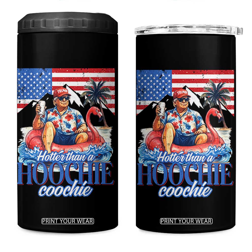 Funny Trump Beer Summer Vibes 4 in 1 Can Cooler Tumbler Hotter Than A Hoochie Trump Coochie TS11 One Size: 16 oz Black Print Your Wear