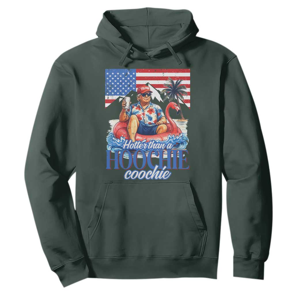 Funny Trump Beer Summer Vibes Hoodie Hotter Than A Hoochie Trump Coochie TS11 Dark Forest Green Print Your Wear