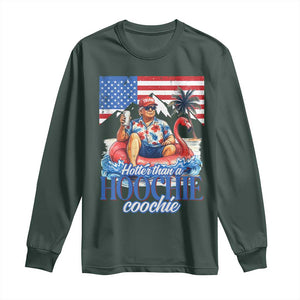 Funny Trump Beer Summer Vibes Long Sleeve Shirt Hotter Than A Hoochie Trump Coochie TS11 Dark Forest Green Print Your Wear