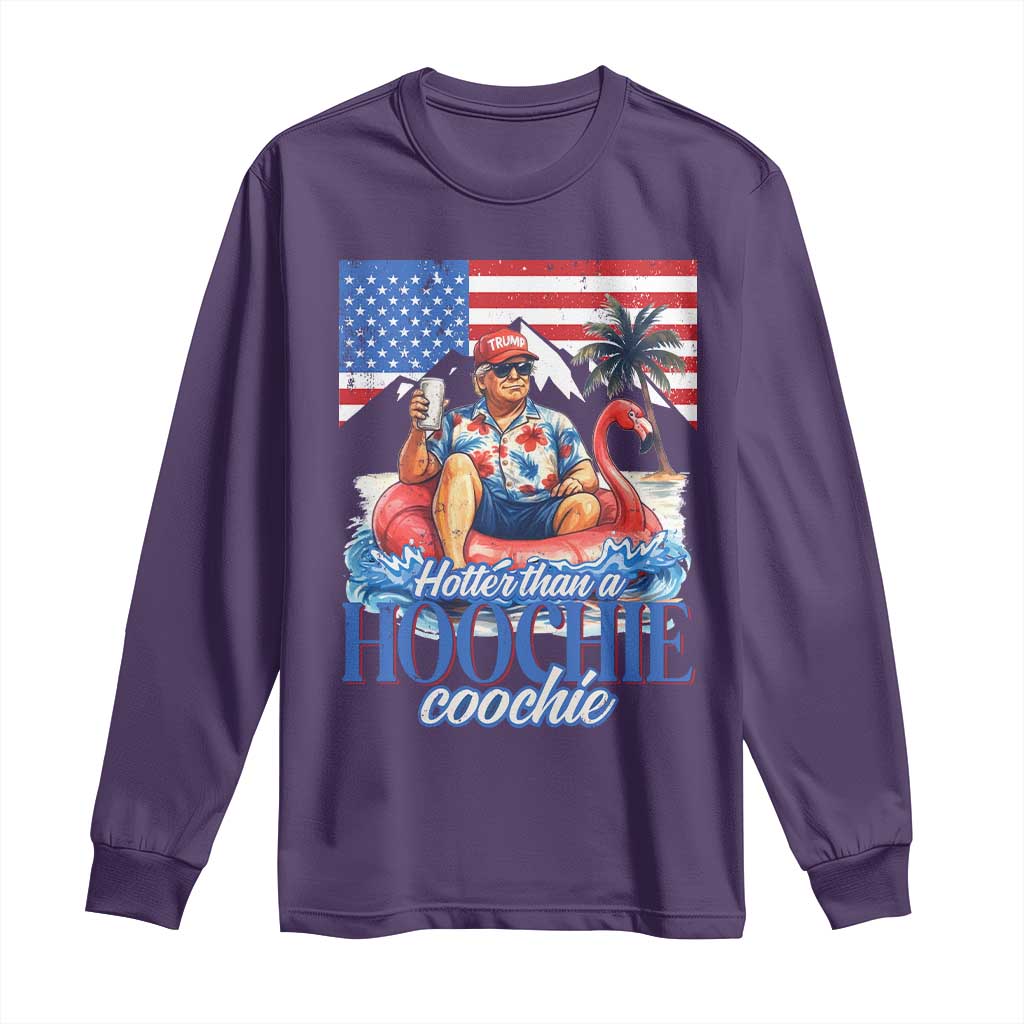 Funny Trump Beer Summer Vibes Long Sleeve Shirt Hotter Than A Hoochie Trump Coochie TS11 Purple Print Your Wear