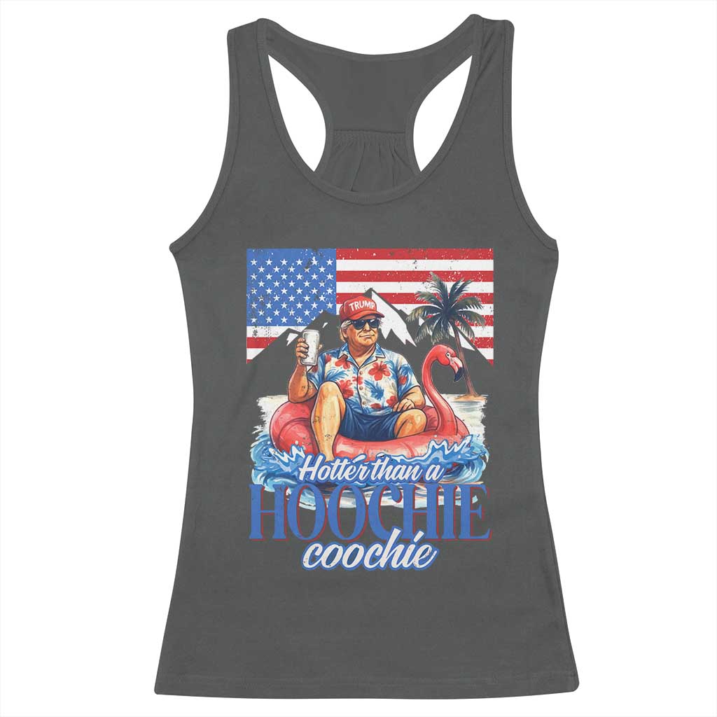 Funny Trump Beer Summer Vibes Racerback Tank Top Hotter Than A Hoochie Trump Coochie TS11 Dark Heather Print Your Wear
