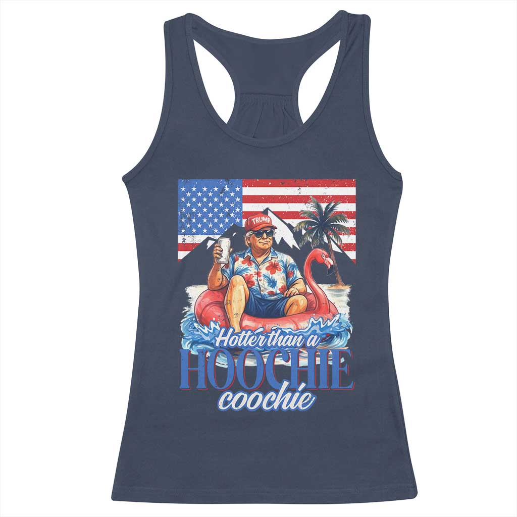 Funny Trump Beer Summer Vibes Racerback Tank Top Hotter Than A Hoochie Trump Coochie TS11 Navy Print Your Wear