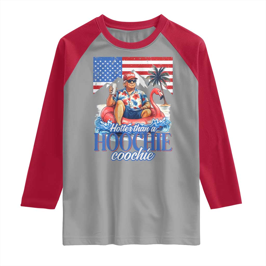 Funny Trump Beer Summer Vibes Raglan Shirt Hotter Than A Hoochie Trump Coochie TS11 Sport Gray Red Print Your Wear
