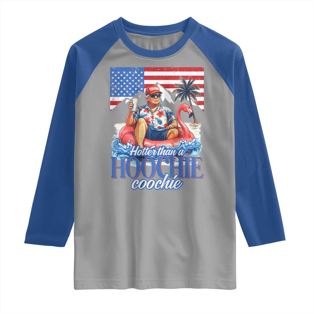 Funny Trump Beer Summer Vibes Raglan Shirt Hotter Than A Hoochie Trump Coochie TS11 Sport Gray Royal Print Your Wear