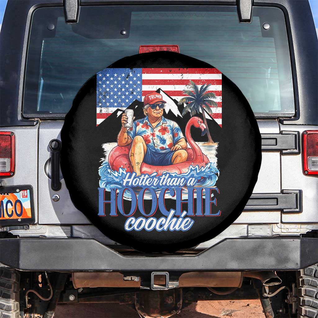 Funny Trump Beer Summer Vibes Spare Tire Cover Hotter Than A Hoochie Trump Coochie TS11 No hole Black Print Your Wear