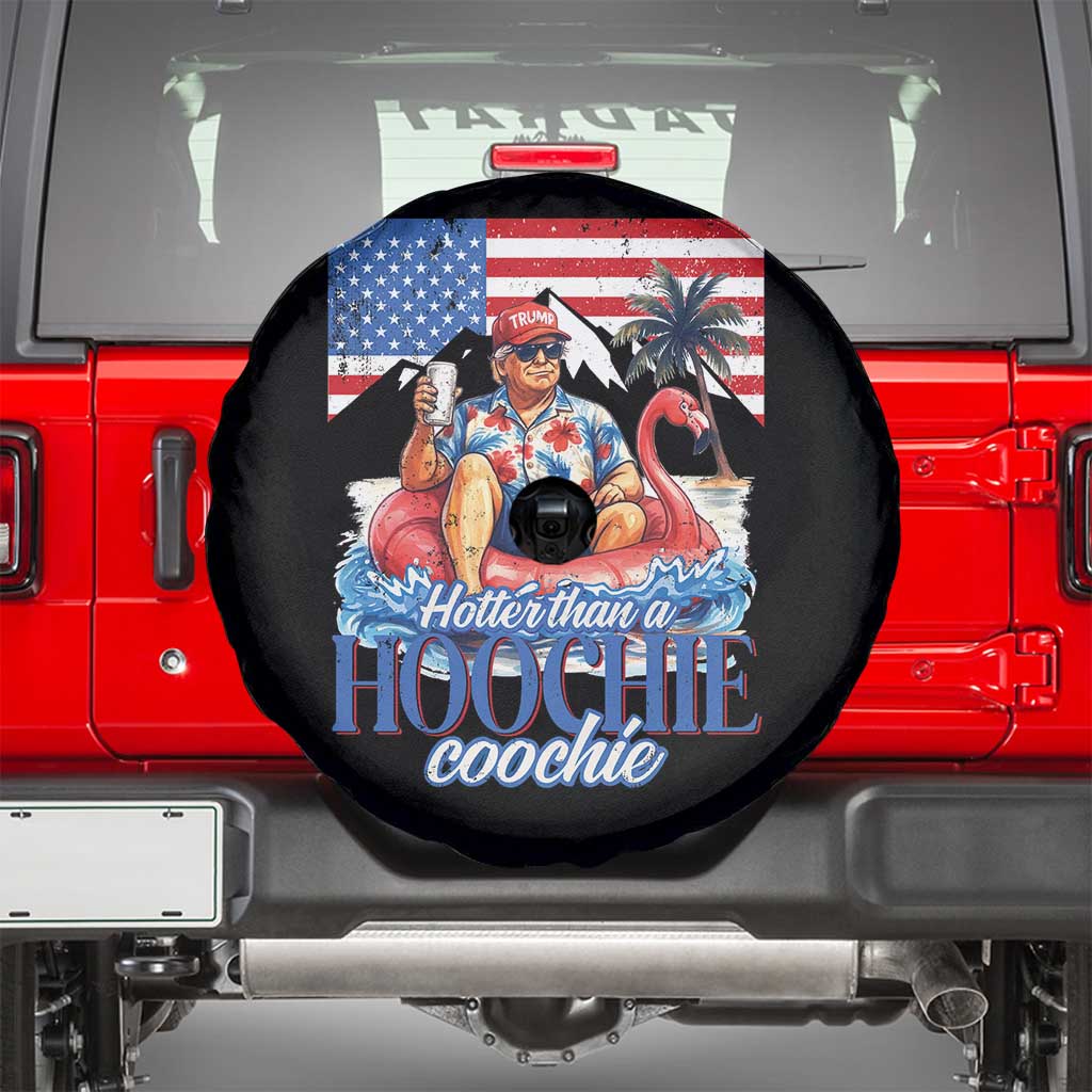Funny Trump Beer Summer Vibes Spare Tire Cover Hotter Than A Hoochie Trump Coochie TS11 Black Print Your Wear