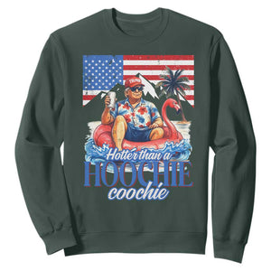 Funny Trump Beer Summer Vibes Sweatshirt Hotter Than A Hoochie Trump Coochie TS11 Dark Forest Green Print Your Wear
