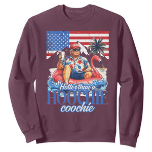 Funny Trump Beer Summer Vibes Sweatshirt Hotter Than A Hoochie Trump Coochie TS11 Maroon Print Your Wear