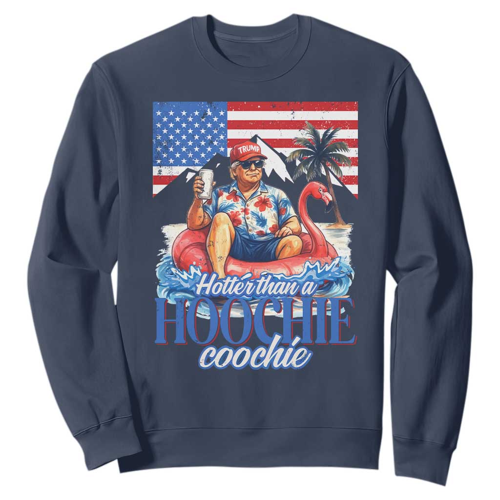 Funny Trump Beer Summer Vibes Sweatshirt Hotter Than A Hoochie Trump Coochie TS11 Navy Print Your Wear