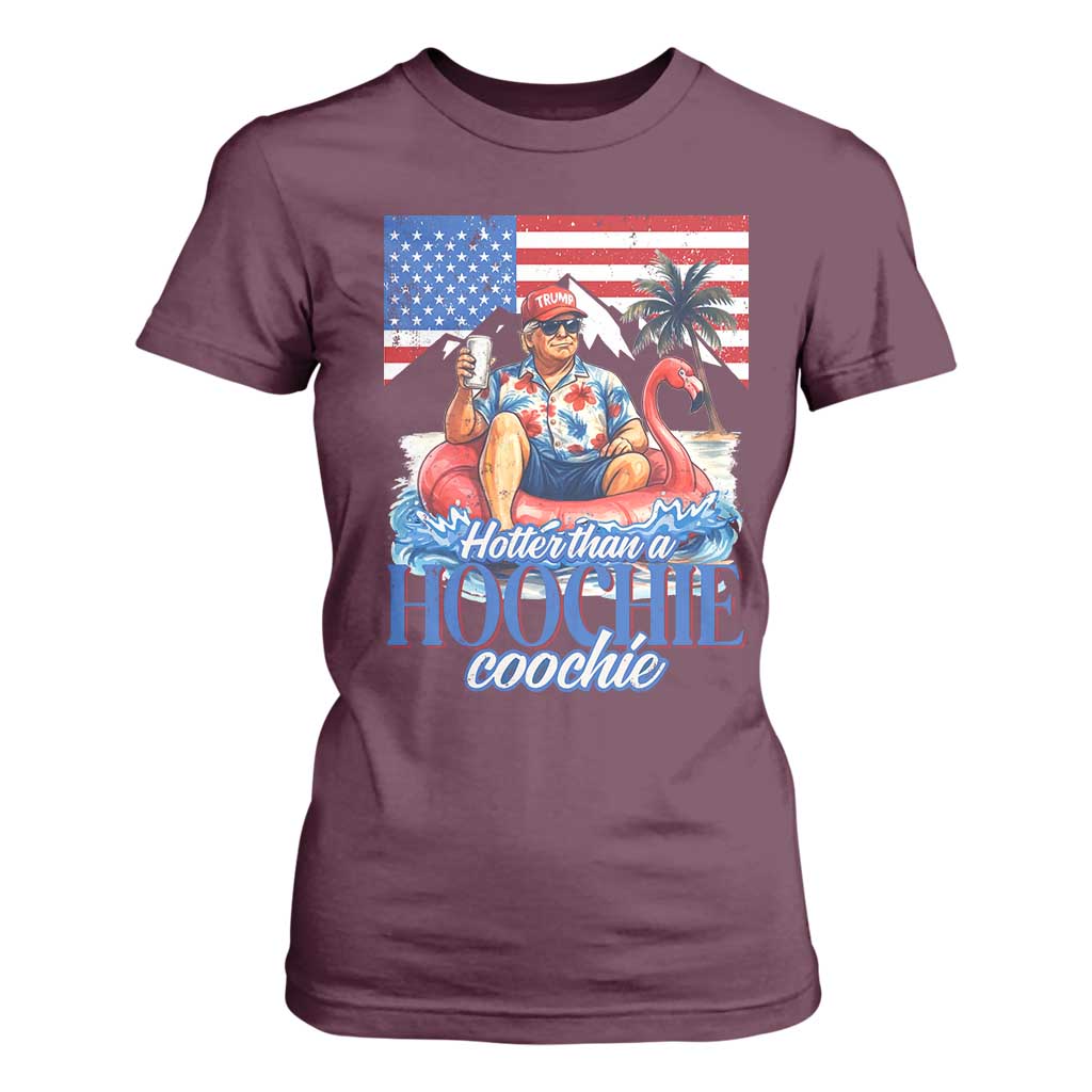 Funny Trump Beer Summer Vibes T Shirt For Women Hotter Than A Hoochie Trump Coochie TS11 Maroon Print Your Wear