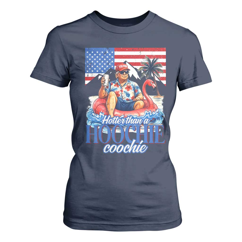Funny Trump Beer Summer Vibes T Shirt For Women Hotter Than A Hoochie Trump Coochie TS11 Navy Print Your Wear
