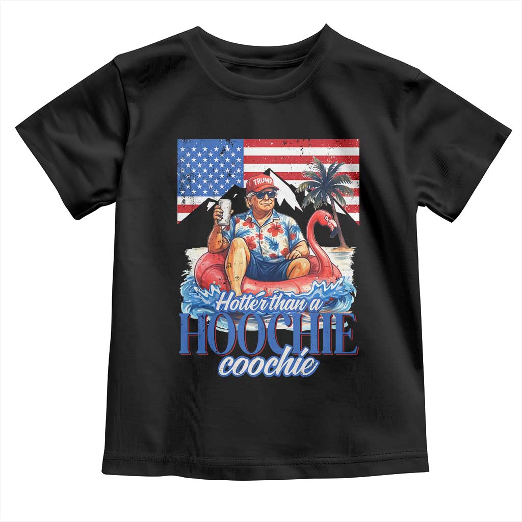 Funny Trump Beer Summer Vibes Toddler T Shirt Hotter Than A Hoochie Trump Coochie TS11 Black Print Your Wear