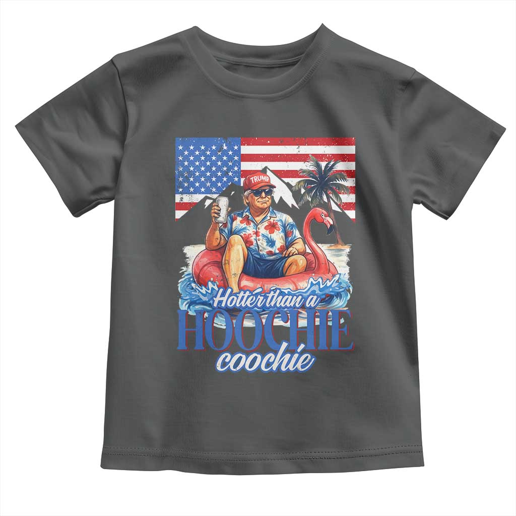 Funny Trump Beer Summer Vibes Toddler T Shirt Hotter Than A Hoochie Trump Coochie TS11 Dark Heather Print Your Wear