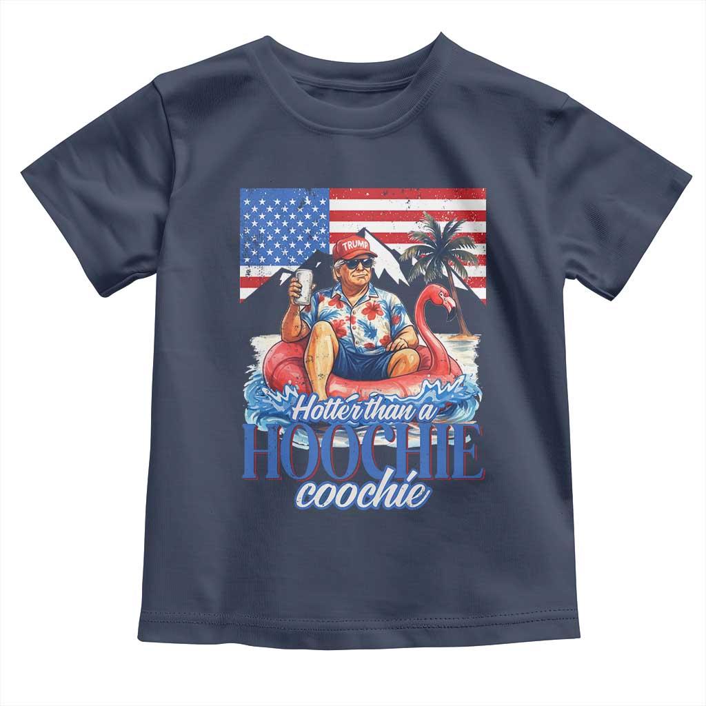 Funny Trump Beer Summer Vibes Toddler T Shirt Hotter Than A Hoochie Trump Coochie TS11 Navy Print Your Wear