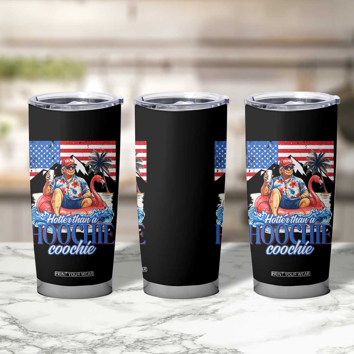 Funny Trump Beer Summer Vibes Tumbler Cup Hotter Than A Hoochie Trump Coochie TS11 Print Your Wear