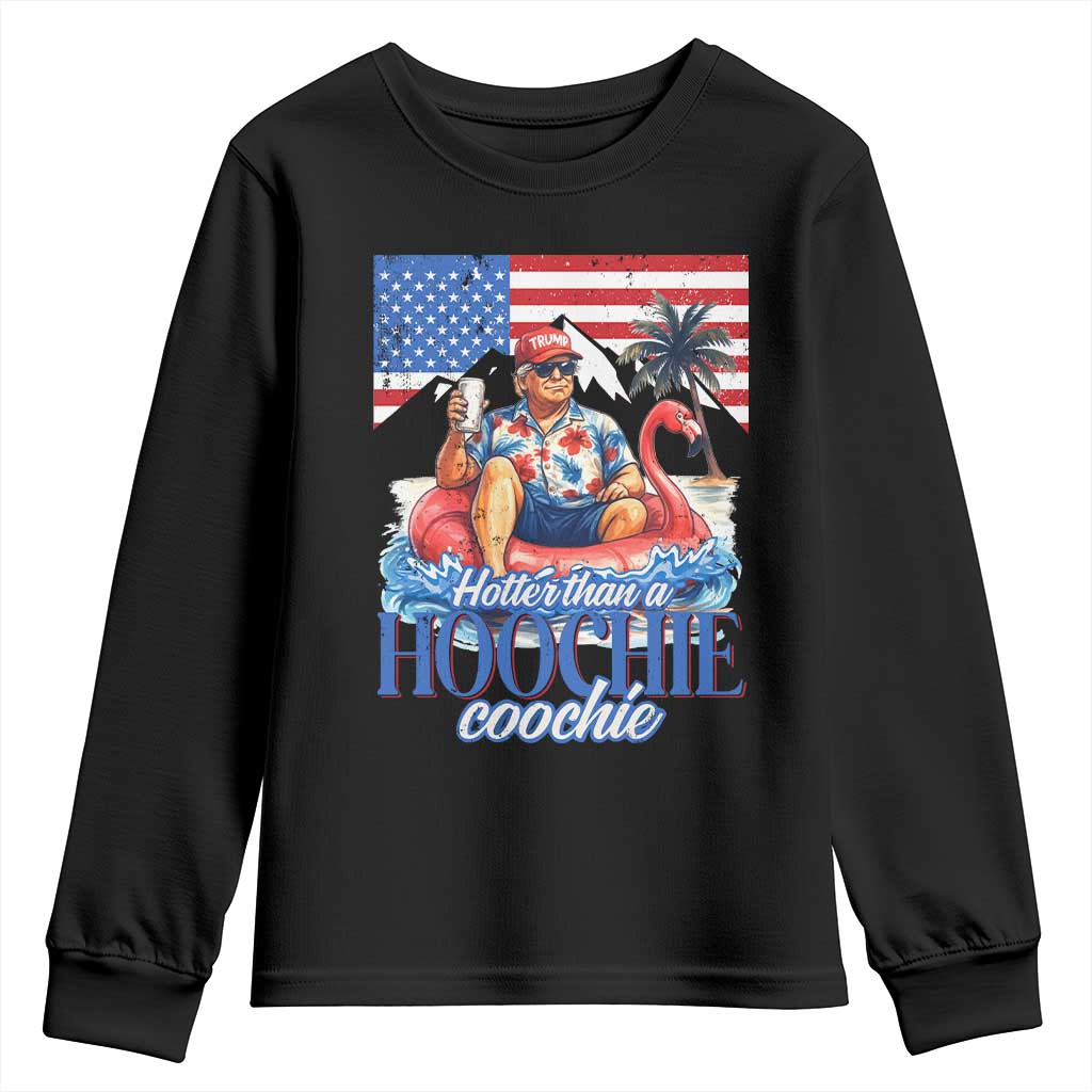 Funny Trump Beer Summer Vibes Youth Sweatshirt Hotter Than A Hoochie Trump Coochie TS11 Black Print Your Wear