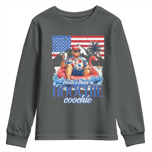 Funny Trump Beer Summer Vibes Youth Sweatshirt Hotter Than A Hoochie Trump Coochie TS11 Dark Heather Print Your Wear