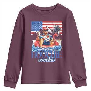 Funny Trump Beer Summer Vibes Youth Sweatshirt Hotter Than A Hoochie Trump Coochie TS11 Maroon Print Your Wear