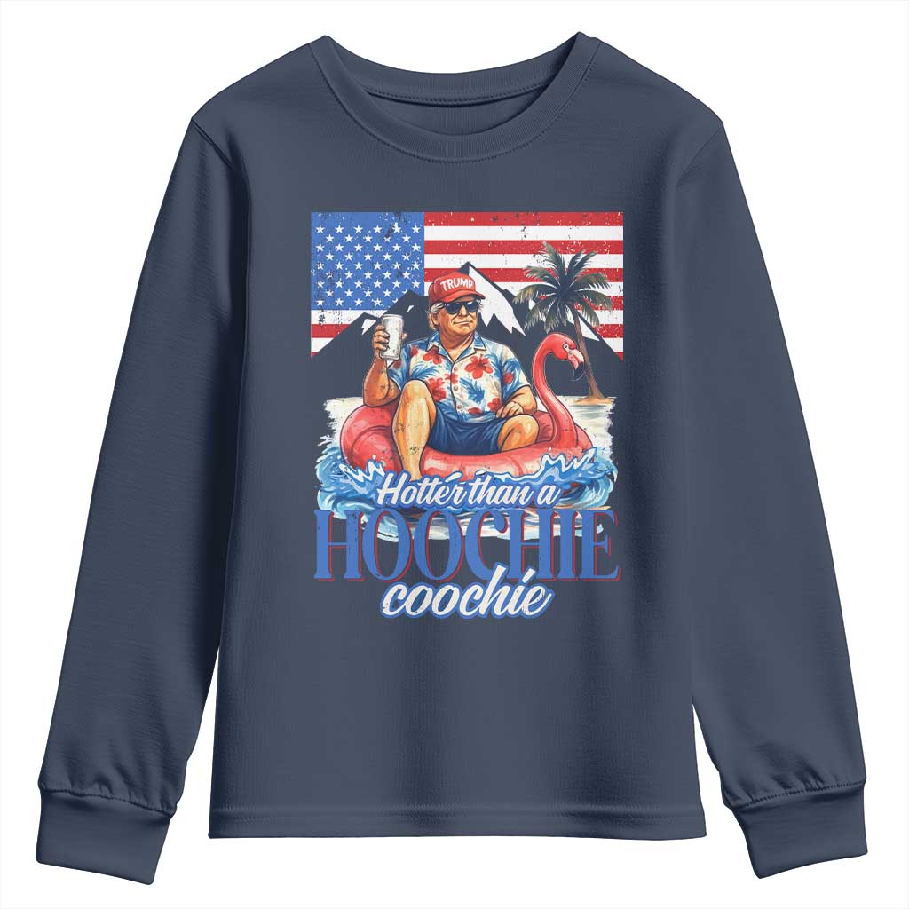 Funny Trump Beer Summer Vibes Youth Sweatshirt Hotter Than A Hoochie Trump Coochie TS11 Navy Print Your Wear