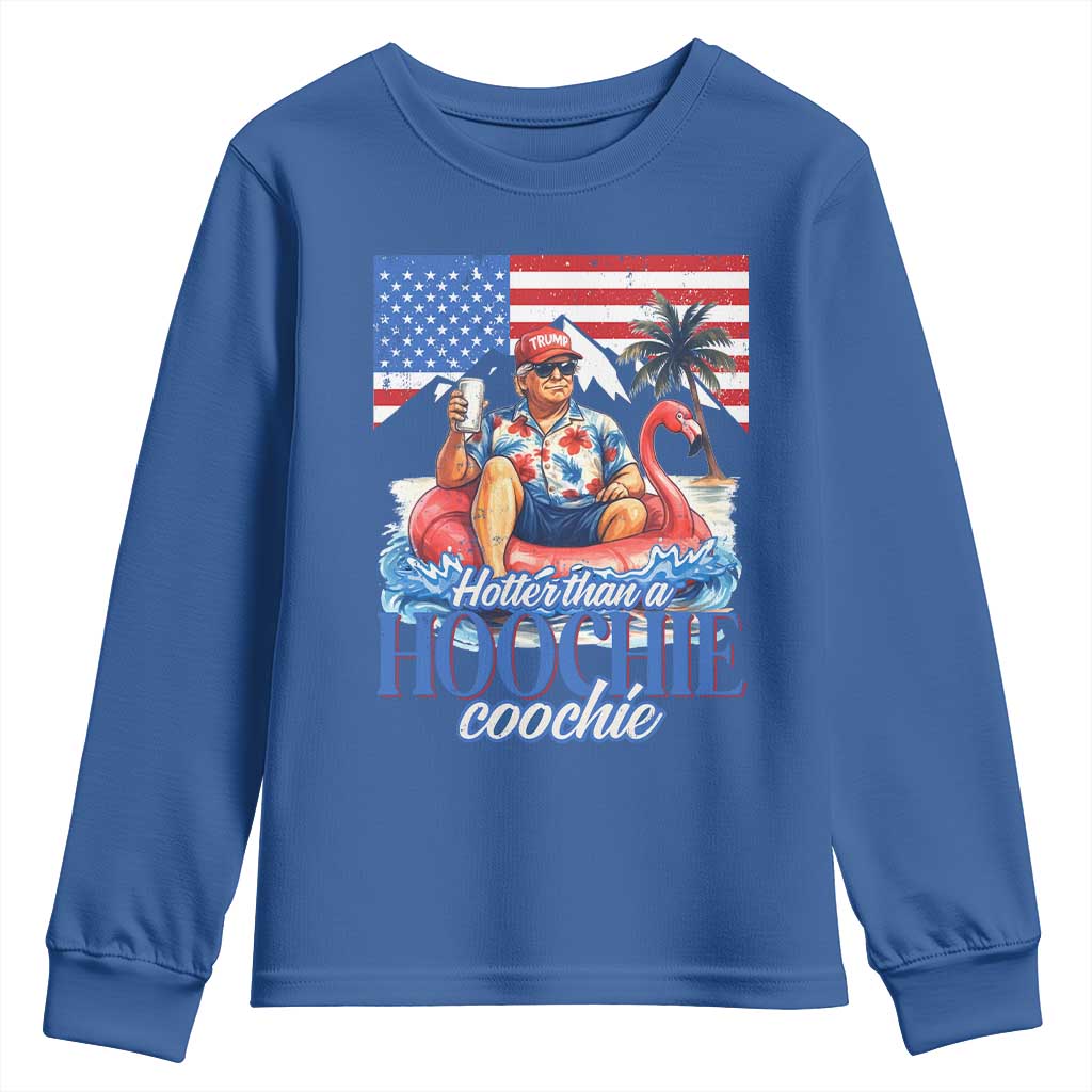 Funny Trump Beer Summer Vibes Youth Sweatshirt Hotter Than A Hoochie Trump Coochie TS11 Royal Blue Print Your Wear
