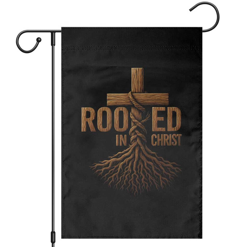 Rooted In Christ Garden Flag Vintage Jesus Christian Cross Bible Verse TS11 Black Print Your Wear