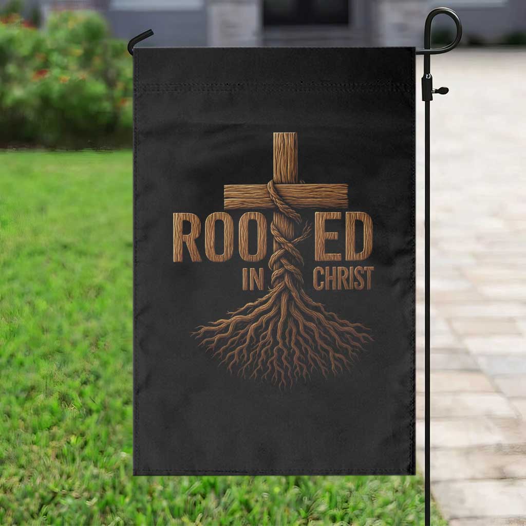 Rooted In Christ Garden Flag Vintage Jesus Christian Cross Bible Verse TS11 Print Your Wear