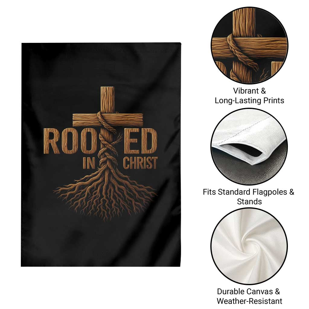 Rooted In Christ Garden Flag Vintage Jesus Christian Cross Bible Verse TS11 Print Your Wear
