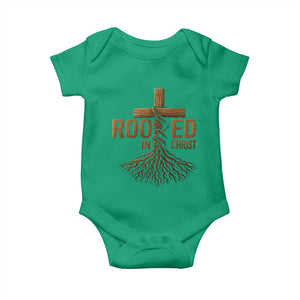 Rooted In Christ Baby Onesie Vintage Jesus Christian Cross Bible Verse TS11 Irish Green Print Your Wear