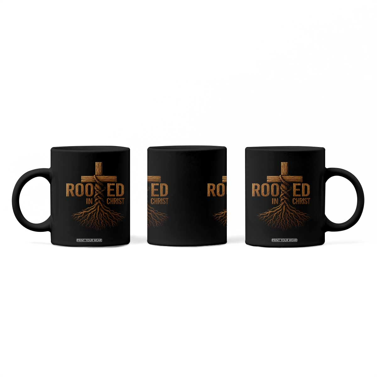 Rooted In Christ Coffee Mug Vintage Jesus Christian Cross Bible Verse TS11 Print Your Wear