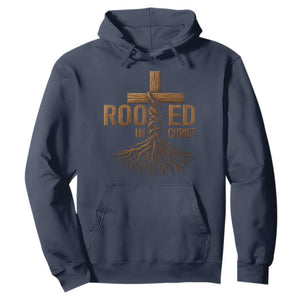 Rooted In Christ Hoodie Vintage Jesus Christian Cross Bible Verse TS11 Navy Print Your Wear