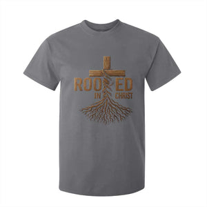 Rooted In Christ T Shirt For Kid Vintage Jesus Christian Cross Bible Verse TS11 Charcoal Print Your Wear