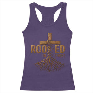 Rooted In Christ Racerback Tank Top Vintage Jesus Christian Cross Bible Verse TS11 Purple Print Your Wear