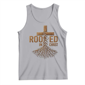 Rooted In Christ Tank Top Vintage Jesus Christian Cross Bible Verse TS11 Athletic Heather Print Your Wear